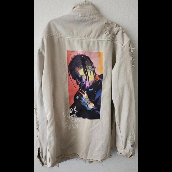 MENS VICTORIOUS DENIM Jacket Beige Travis Scott XL